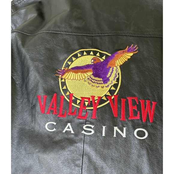Vintage LAS VEGAS CASINO Valley View Leather Jacket 90s Men’s L Black - Picture 5 of 11